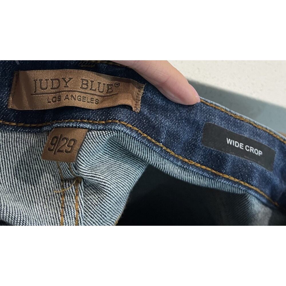 Judy Blue High Waist Back Pocket Embroidery Wide‎ Crop Women's Jeans Size 9 | 29 - Picture 4 of 5